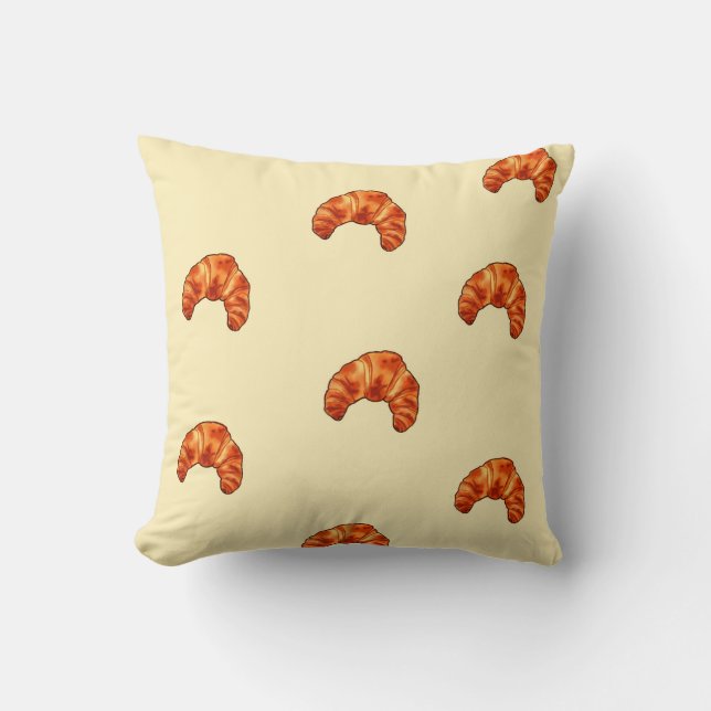 Kawaii croissant pillow|French bakery decor Throw Pillow (Front)
