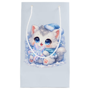 Kawaii Crystal Star Kitty – Cute Winter Cat Small Gift Bag