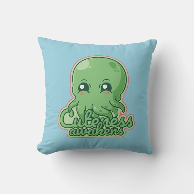 Kawaii Cthulhu Throw Pillow (Front)