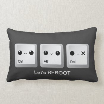 Kawaii Ctrl Alt Del Keyboard - Let's Reboot Lumbar Pillow by Chibibunny at Zazzle