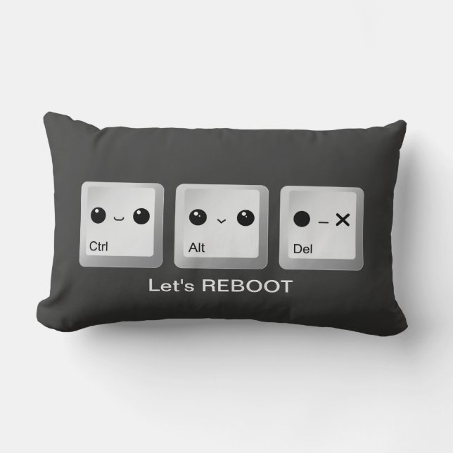 Kawaii Ctrl Alt Del Keyboard - Let's reboot Lumbar Pillow (Front)