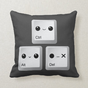 Kawaii Ctrl Alt Del Keyboard - Reboot Throw Pillow