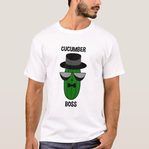 Kawaii cucumber mafia boss design with hat and T_Shirt