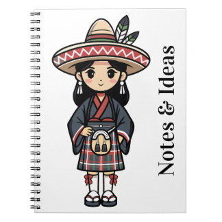 Kawaii Cultural Girl Illustration Notebook
