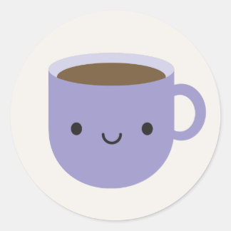 Kawaii Cup of Tea or Coffee Classic Round Sticker