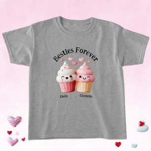 Kawaii Cupcake Besties with Hearts T-Shirt