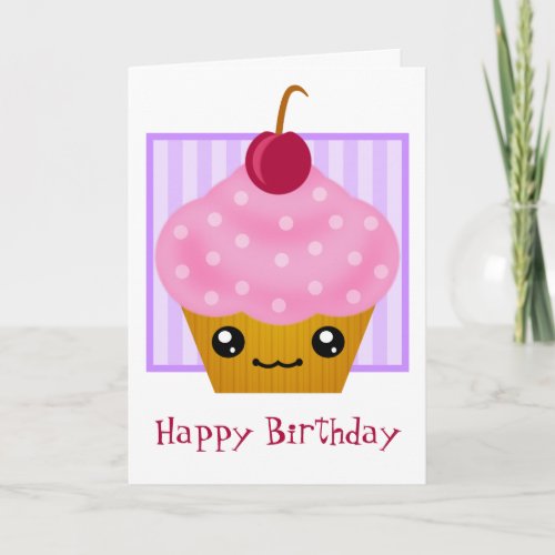 Kawaii Cupcake Birthday Card