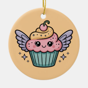 Kawaii Cupcake Ceramic Ornament
