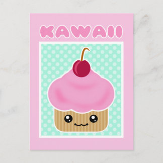 Kawaii Cupcake Cherry Candy Postcard