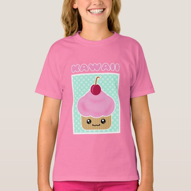 Kawaii Cupcake Cherry Candy T-Shirt (Front)