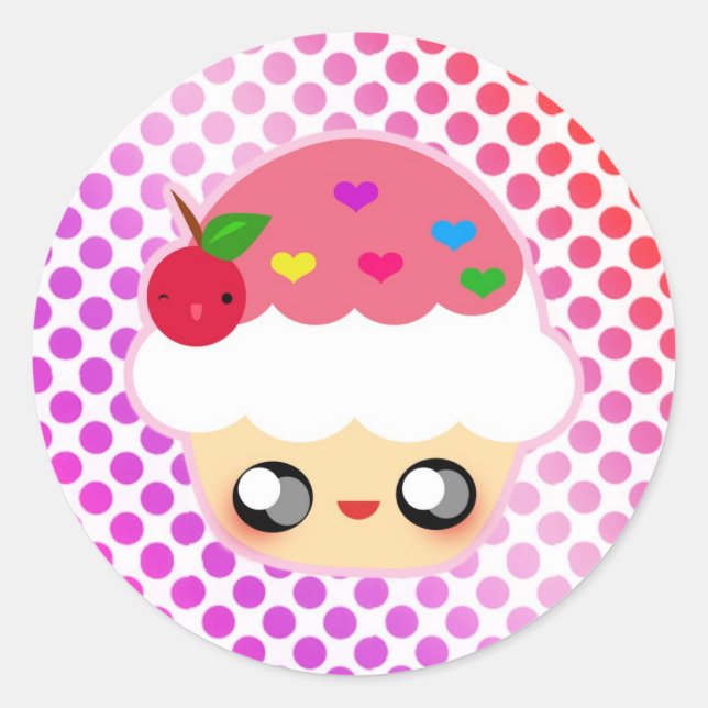 Kawaii Cupcake! Classic Round Sticker (Front)