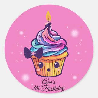 kawaii cupcake classic round sticker