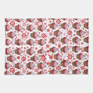 Kawaii Cupcake Design – Cute Dessert Illustration  Kitchen Towel
