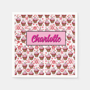 Kawaii Cupcake Design – Cute Dessert Illustration Napkins