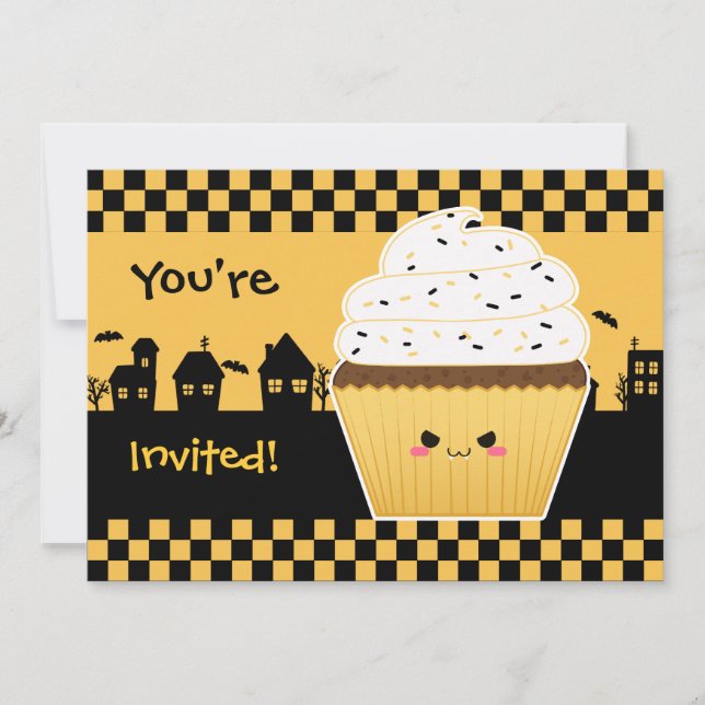 Kawaii Cupcake Halloween party Invitation (Front)