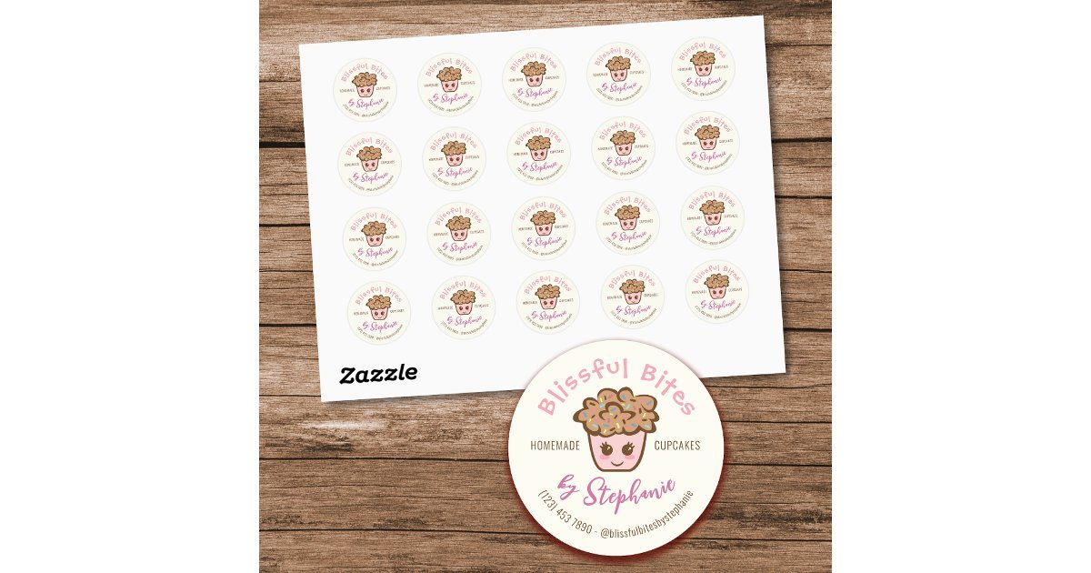 Kawaii Cupcake Homemade Cupcake Product Labels | Zazzle