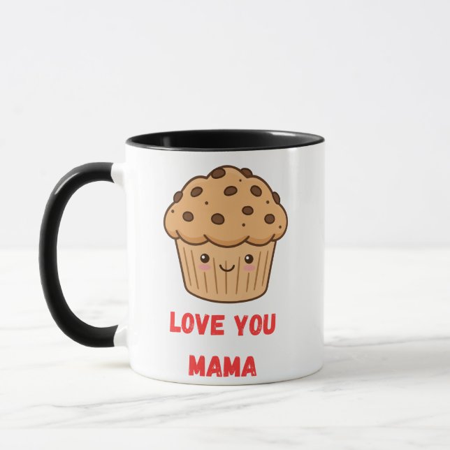 Kawaii Cupcake "Love You Mama" Coffee Mug (Left)