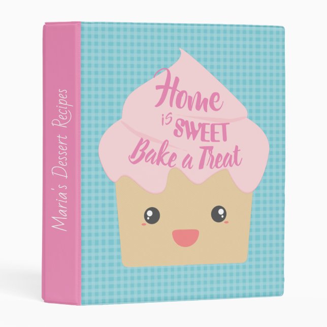 Kawaii Cupcake Personalised Dessert Recipes Mini Binder (Front/Spine)