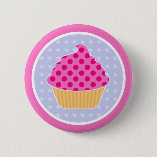 Kawaii Cupcake Pinback Button (Front)