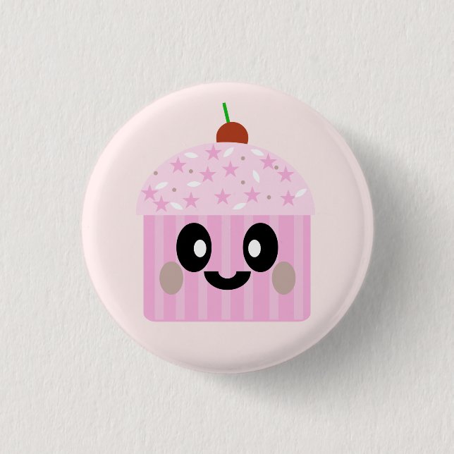 KAWAII CUPCAKE PINK CUTE PIN BUTTON (Front)