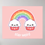Kawaii Cupcake Rainbow Poster at Zazzle