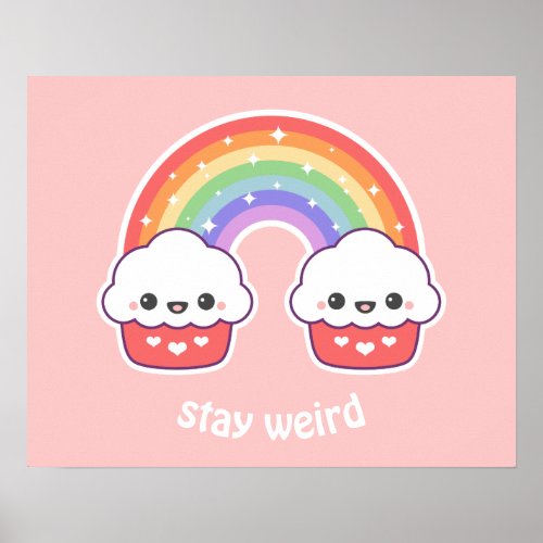 Kawaii Cupcake Rainbow Poster