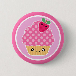 Kawaii Cupcake Strawberry Button