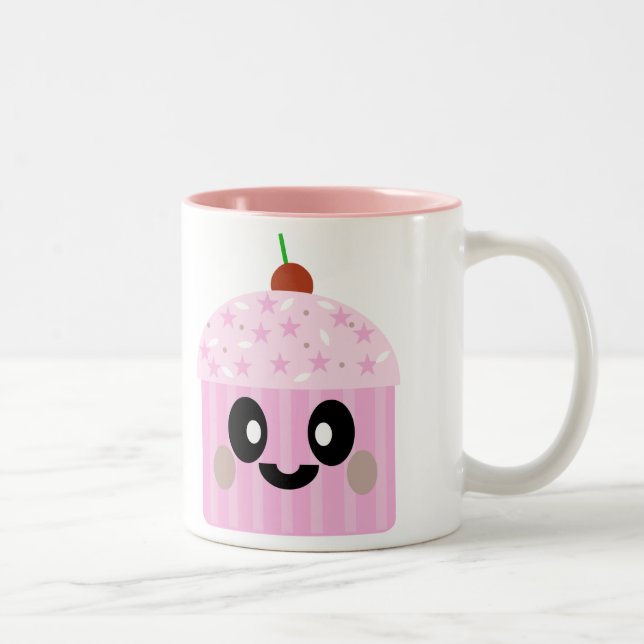 KAWAII CUPCAKE SWEET DELICIOUS DESSERT YUM Two-Tone COFFEE MUG (Right)