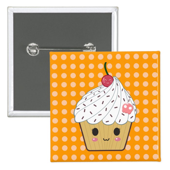 Kawaii Cupcake with Pink Sugar Skull and Cherry Pinback Button
