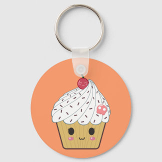 Kawaii Cupcake with Pink Sugar Skull and Cherry Keychain