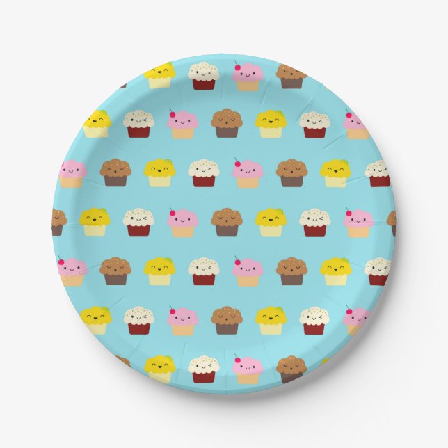 Kawaii Cupcakes Paper Plates (Front)