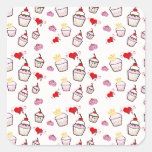 Kawaii Cupcakes Pattern accessories Square Sticker