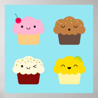 Kawaii Cupcakes Poster