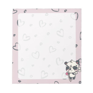 Kawaii Cupid Panda & Hearts Notepad