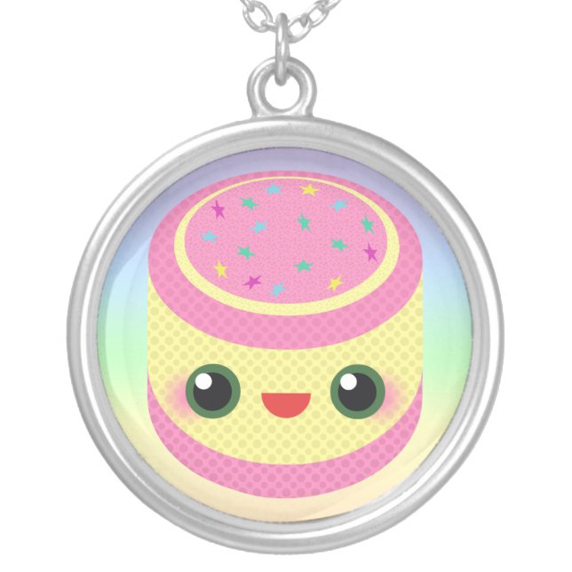 Kawaii Custard Cake Sterling Silver Necklace (Front)