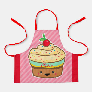 kawaii CUSTOM NAME kids retro All-Over Print Apron
