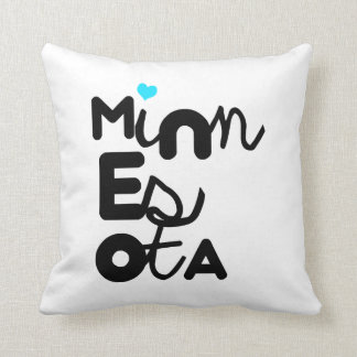 Kawaii Cute Adorable Minnesota State Typography Throw Pillow