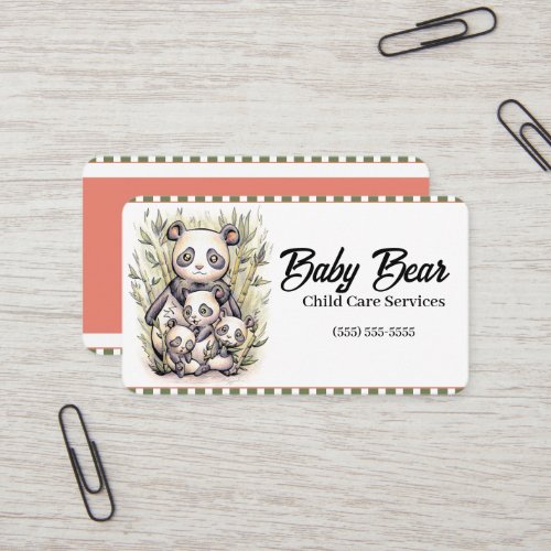 Kawaii Cute Adorable Panda Bear Family  Business Card