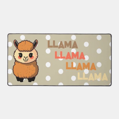Kawaii Cute Aesthetic Llama Pop Style Polka Dot Desk Mat