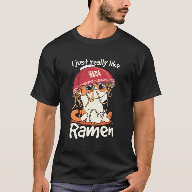 Kawaii Cute Anime Cat Girl Otaku Japanese Ramen No T-Shirt (Front)