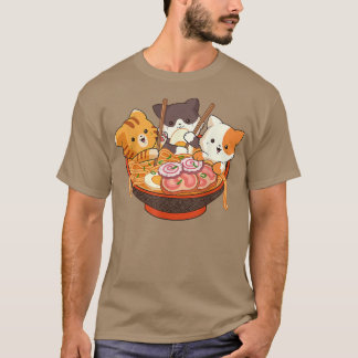 Kawaii Cute Anime Cats Otaku Japanese Ramen Noodle T-Shirt