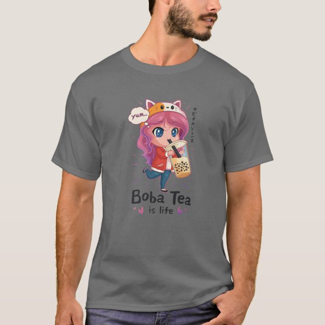 Kawaii Cute Anime Girl Otaku Japanese Boba Tea Is T-Shirt (Front)