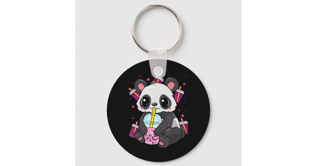 Kawaii Cute Anime Panda Boba Bubble Tea Otaku Men Keychain | Zazzle