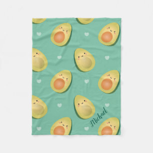 Kawaii Cute Avocados Let's Avocuddle Pattern Fleece Blanket
