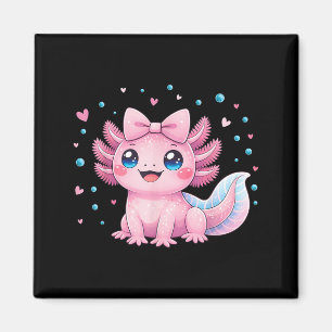 Kawaii Cute Axolotl Coquette Bow Women Girls Kids Magnet