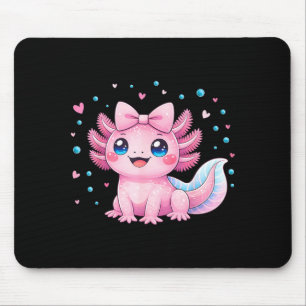 Kawaii Cute Axolotl Coquette Bow Women Girls Kids Mouse Pad