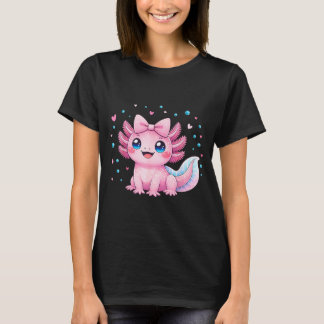 Kawaii Cute Axolotl Coquette Bow Women Girls Kids T-Shirt