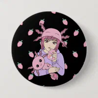 Kawaii Anime Chibi - Strawberry lover' Sticker