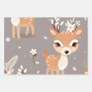 Kawaii Cute Baby Deer Wrapping Paper Sheets