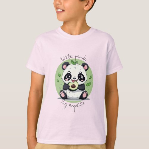 Kawaii Cute Baby Panda Eating Avocado T_Shirt